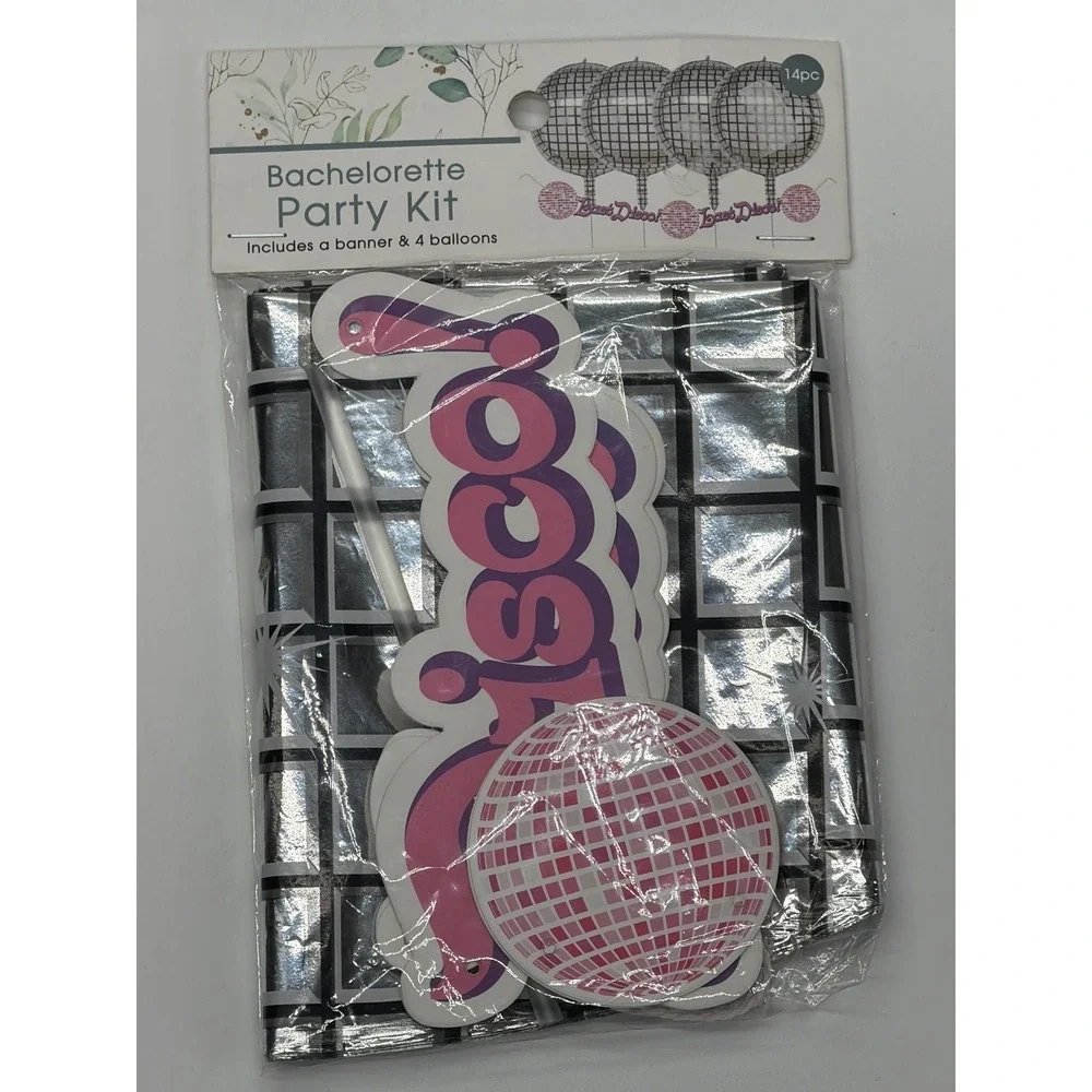 New‎ View Bachelorette Party Kit Lets Disco Banner 4 Disco Ball Balloons Silver